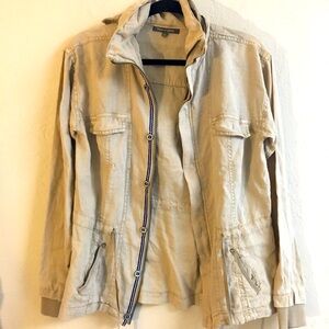 Michael Stars 100% Linen Cotton Utility Jacket Tan size Small